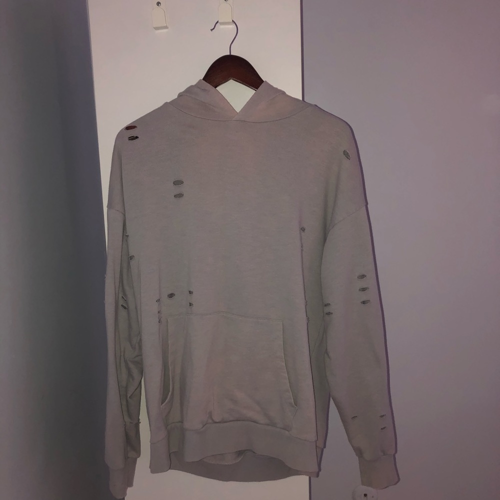 Grey distressed hoodie